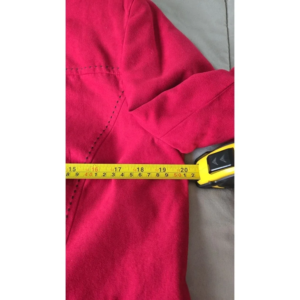 Vintage Red Micro Suede Jacket Women M Petite Cropped Tailor 90s Stitch Western